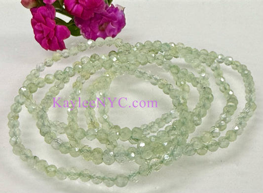 Wholesale Lot 6 Pcs Natural Prehnite 4mm Faceted 7.5” Crystal Healing Stretch Bracelet