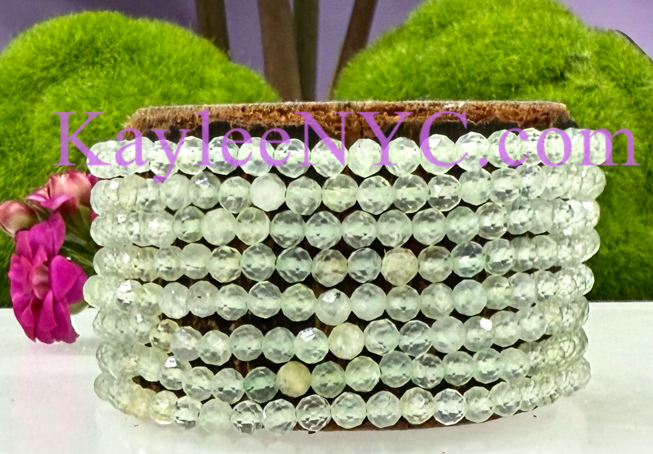 Wholesale Lot 6 Pcs Natural Prehnite 4mm Faceted 7.5” Crystal Healing Stretch Bracelet