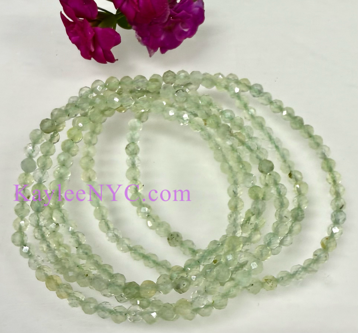 Wholesale Lot 6 Pcs Natural Prehnite 4mm Faceted 7.5” Crystal Healing Stretch Bracelet