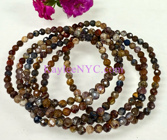 Wholesale Lot 6 Pcs Natural Pietersite 4mm Faceted 7.5” Crystal Healing Stretch Bracelet