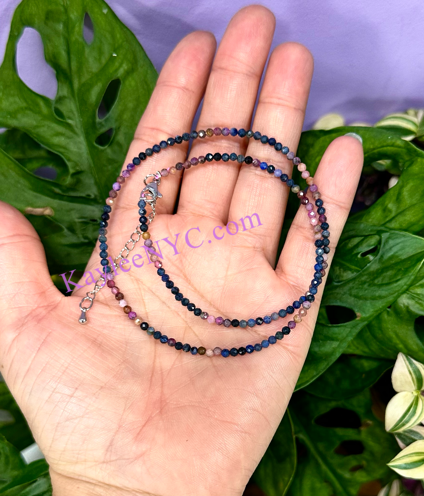 6 PCs 2mm Natural Ruby & Sapphire Necklaces