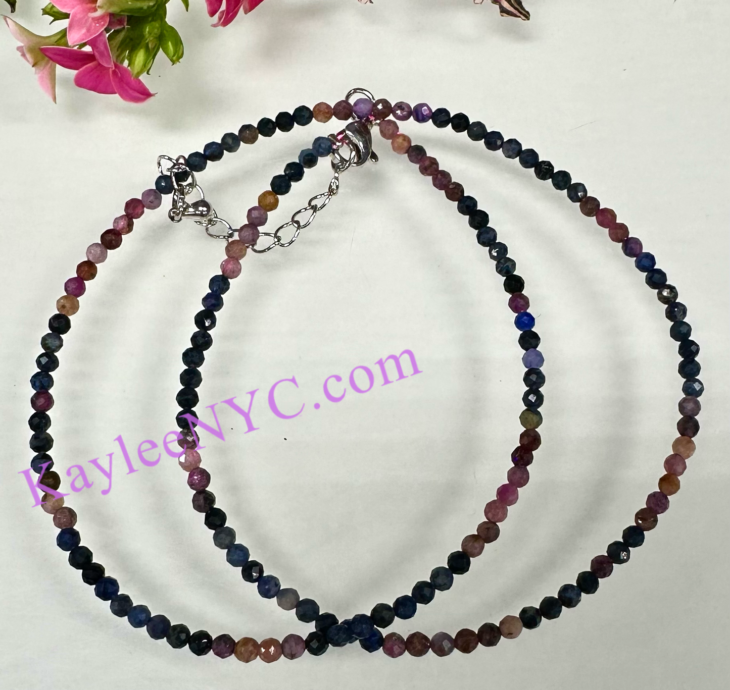 6 PCs 2mm Natural Ruby & Sapphire Necklaces