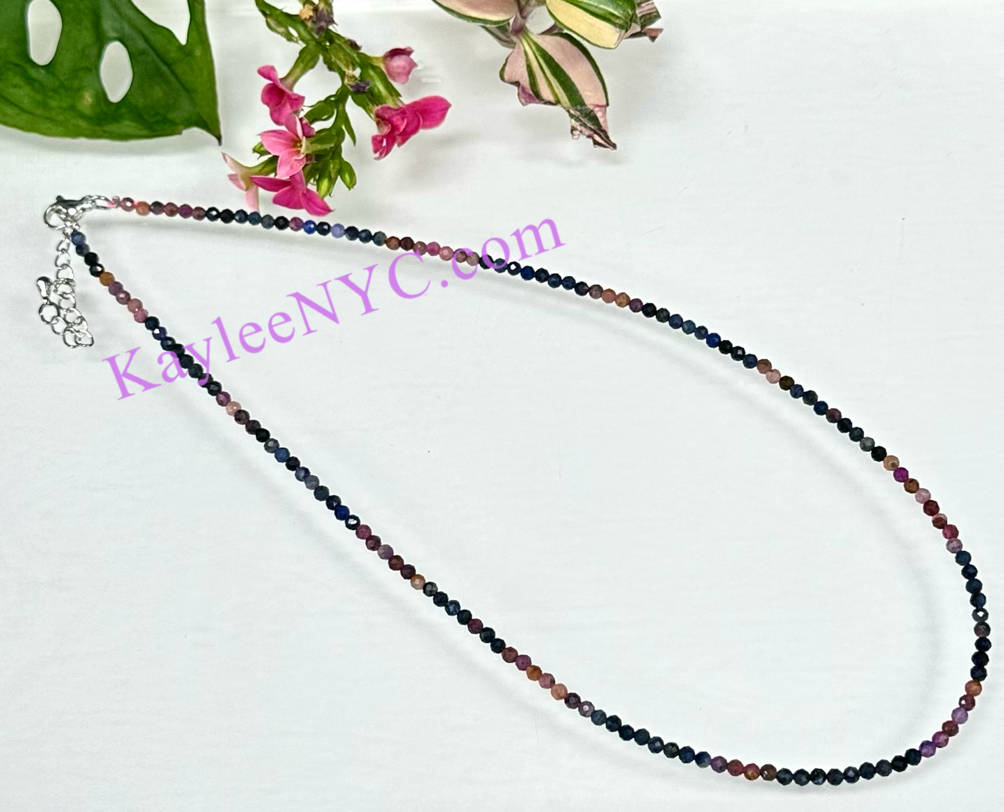 6 PCs 2mm Natural Ruby & Sapphire Necklaces