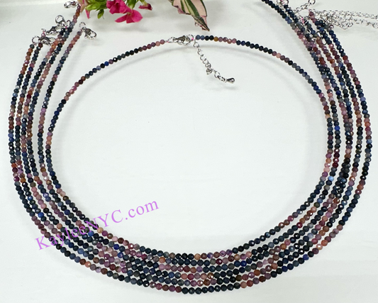 6 PCs 2mm Natural Ruby & Sapphire Necklaces