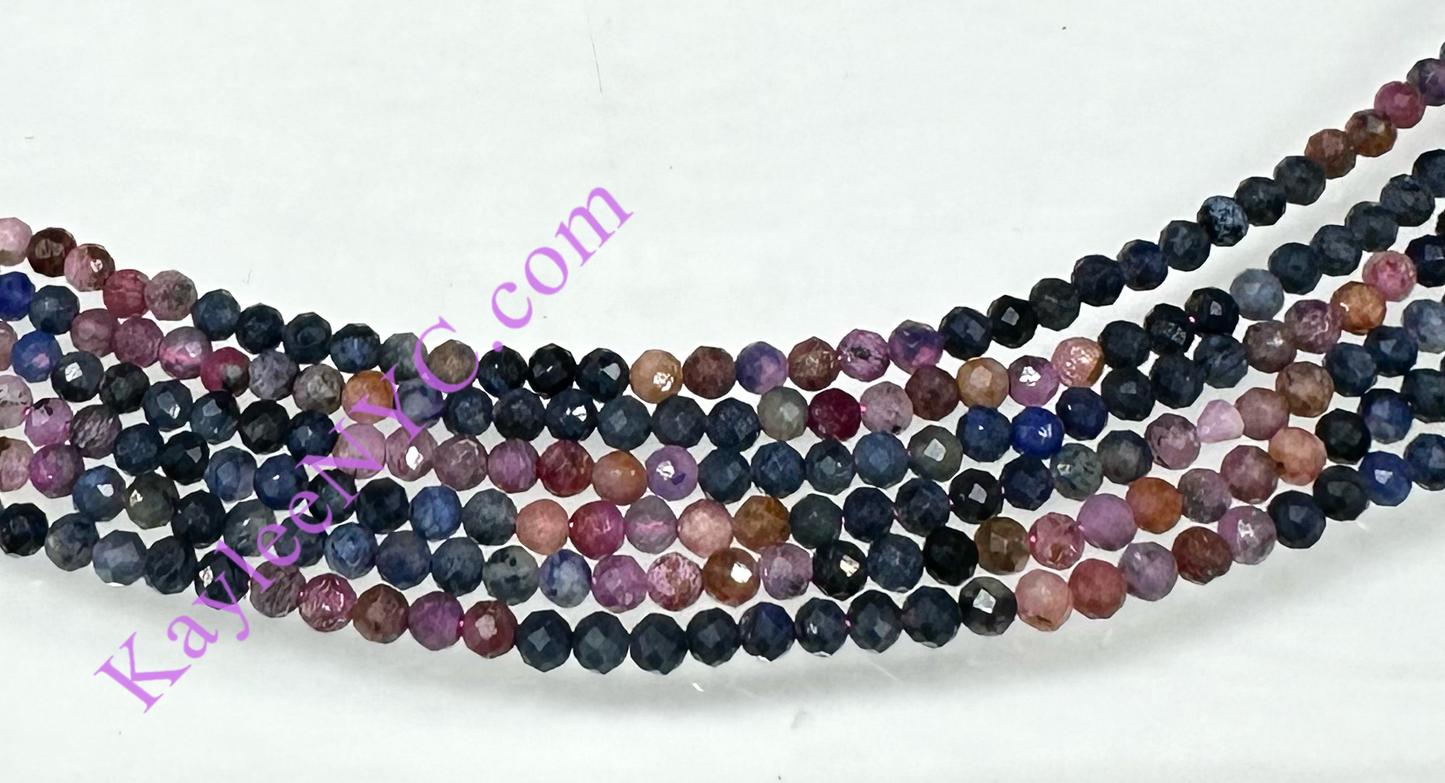 6 PCs 2mm Natural Ruby & Sapphire Necklaces