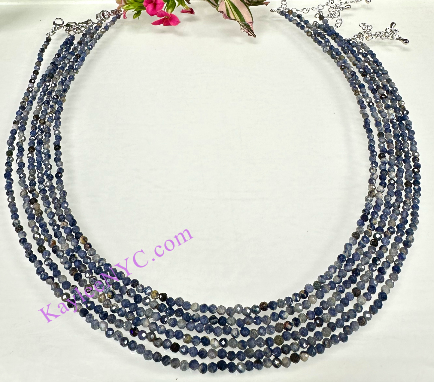 6 PCs 2mm Natural Sapphire Necklaces