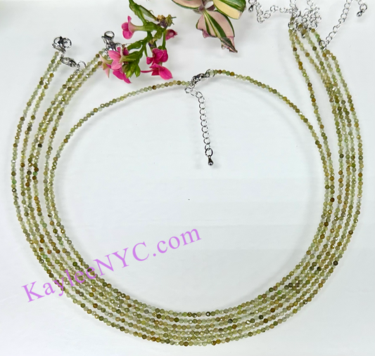 6 PCs 2mm Natural Green Garnet Necklaces