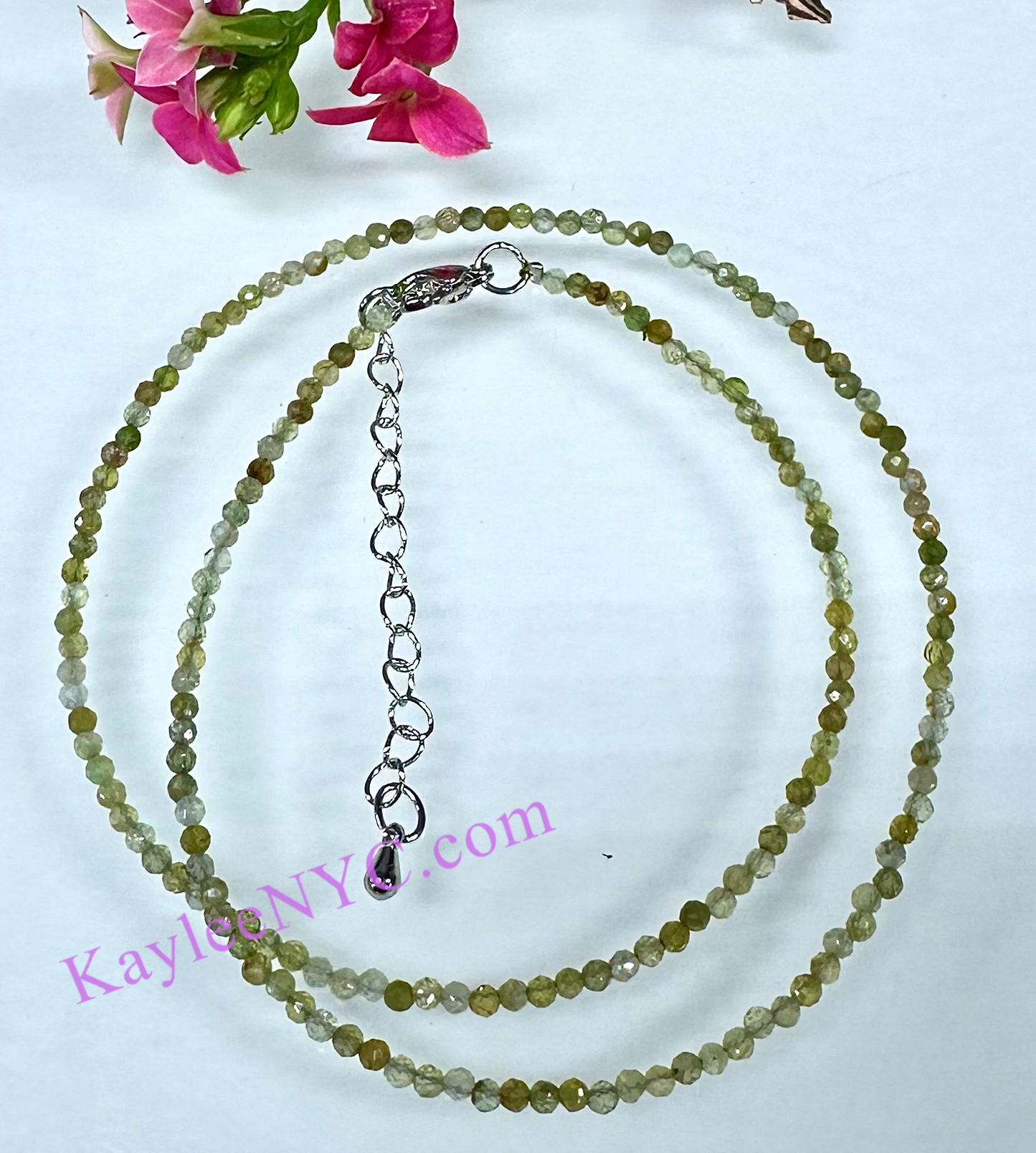 6 PCs 2mm Natural Green Garnet Necklaces