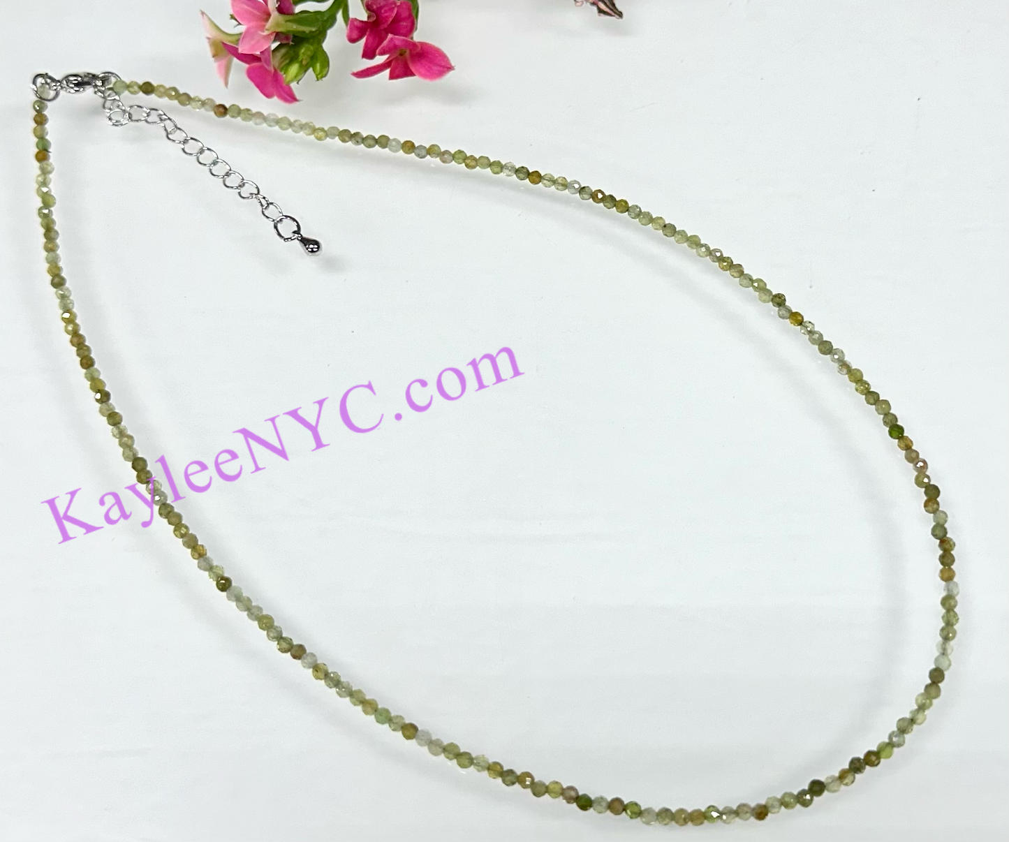 6 PCs 2mm Natural Green Garnet Necklaces