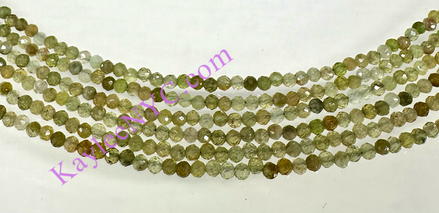 6 PCs 2mm Natural Green Garnet Necklaces