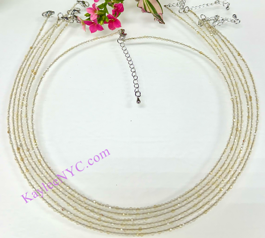 6 PCs 2mm Natural Citrine Necklaces