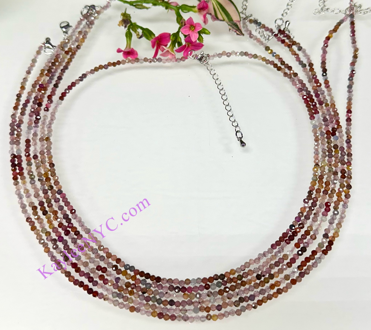 6 PCs 2mm Natural Rainbow Spinel Necklaces