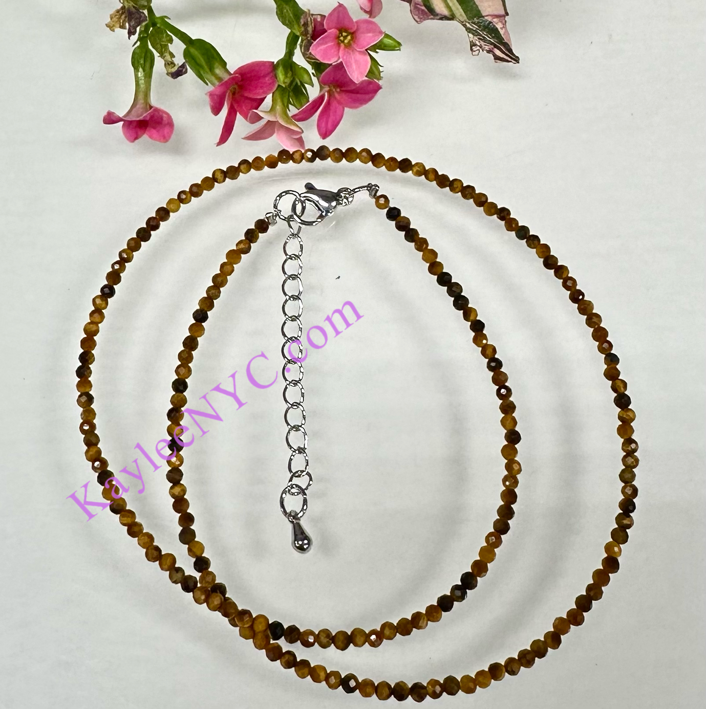 6 PCs 2mm Natural Tiger Eye Necklaces