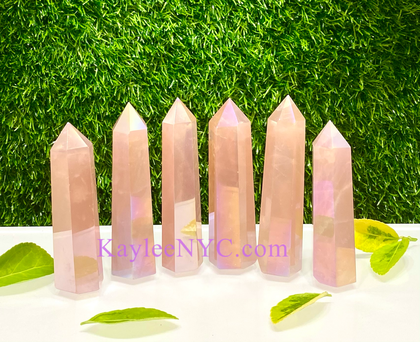 1 lb Natural Angel Aura Rose Quartz Obelisk Tower