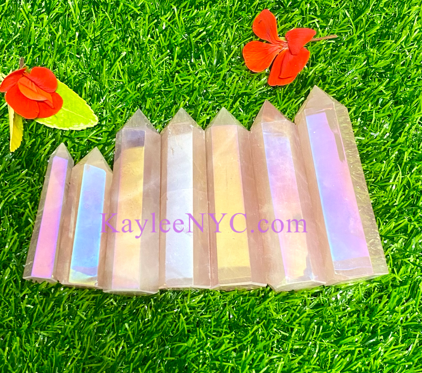 1 lb Natural Angel Aura Rose Quartz Obelisk Tower