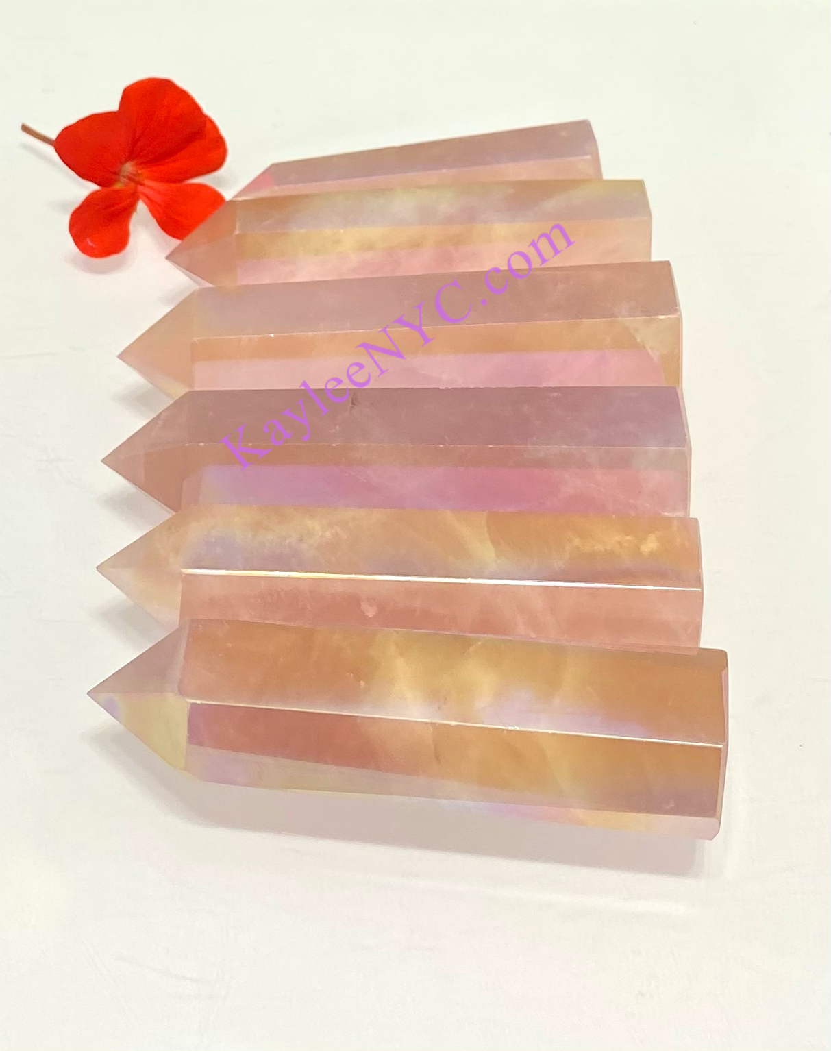 1 lb Natural Angel Aura Rose Quartz Obelisk Tower