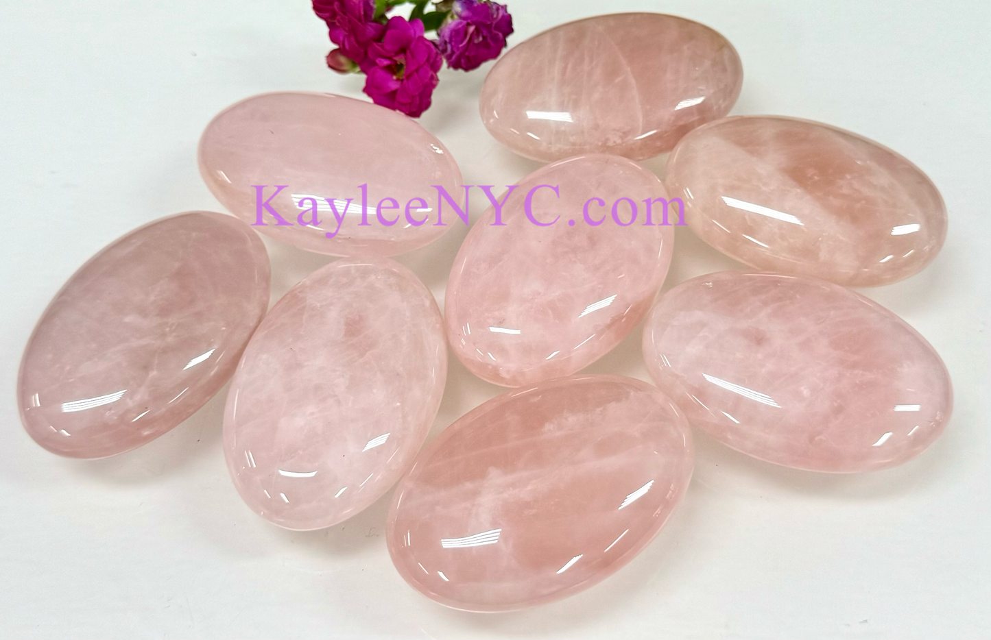 Wholesale Lot 8 pcs Natural Rose Quartz Crystal Palm Stone Healing Energy