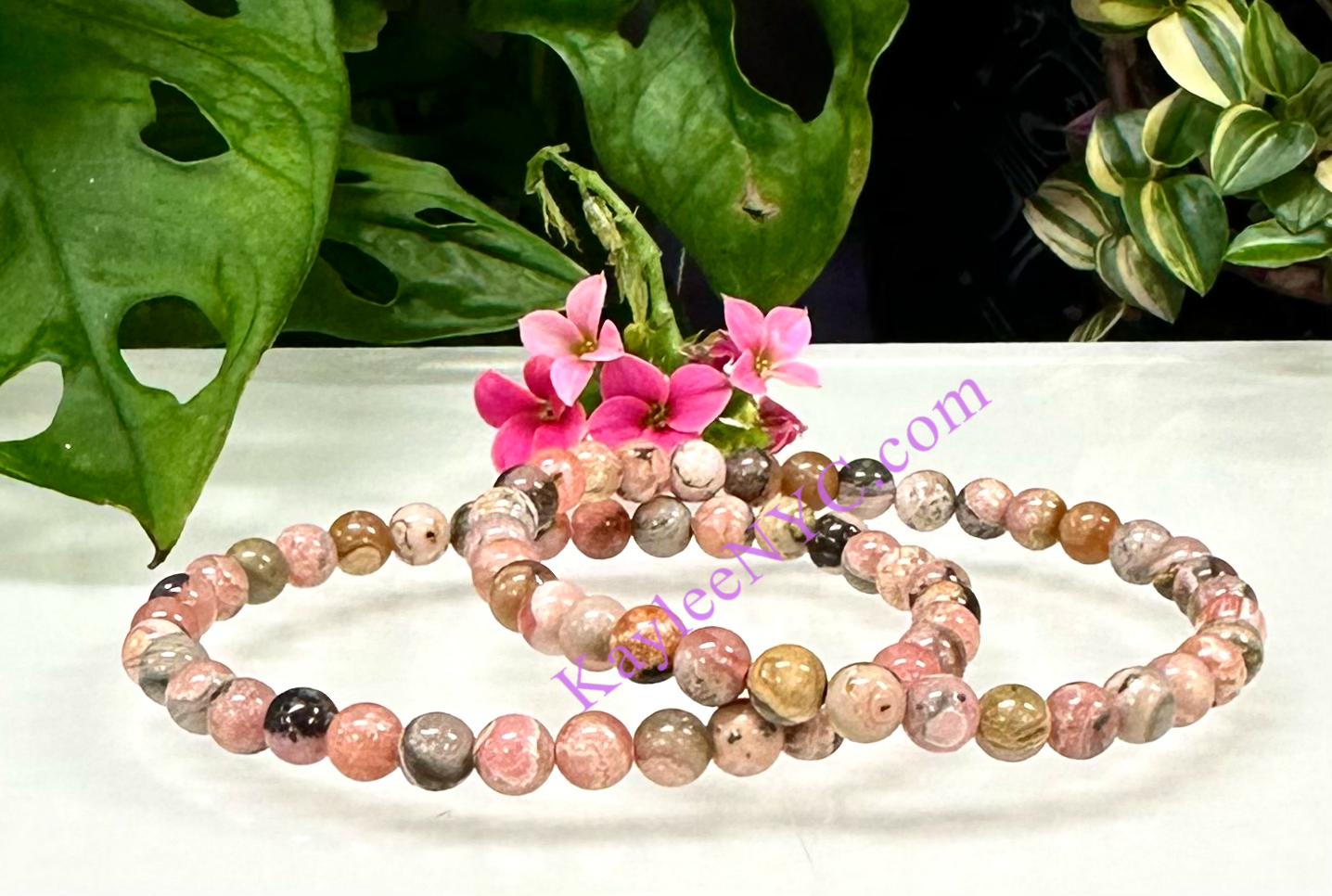 Wholesale 6 Pcs Natural Rhodochrosite 6mm 7.5” Crystal Healing Stretch Bracelet