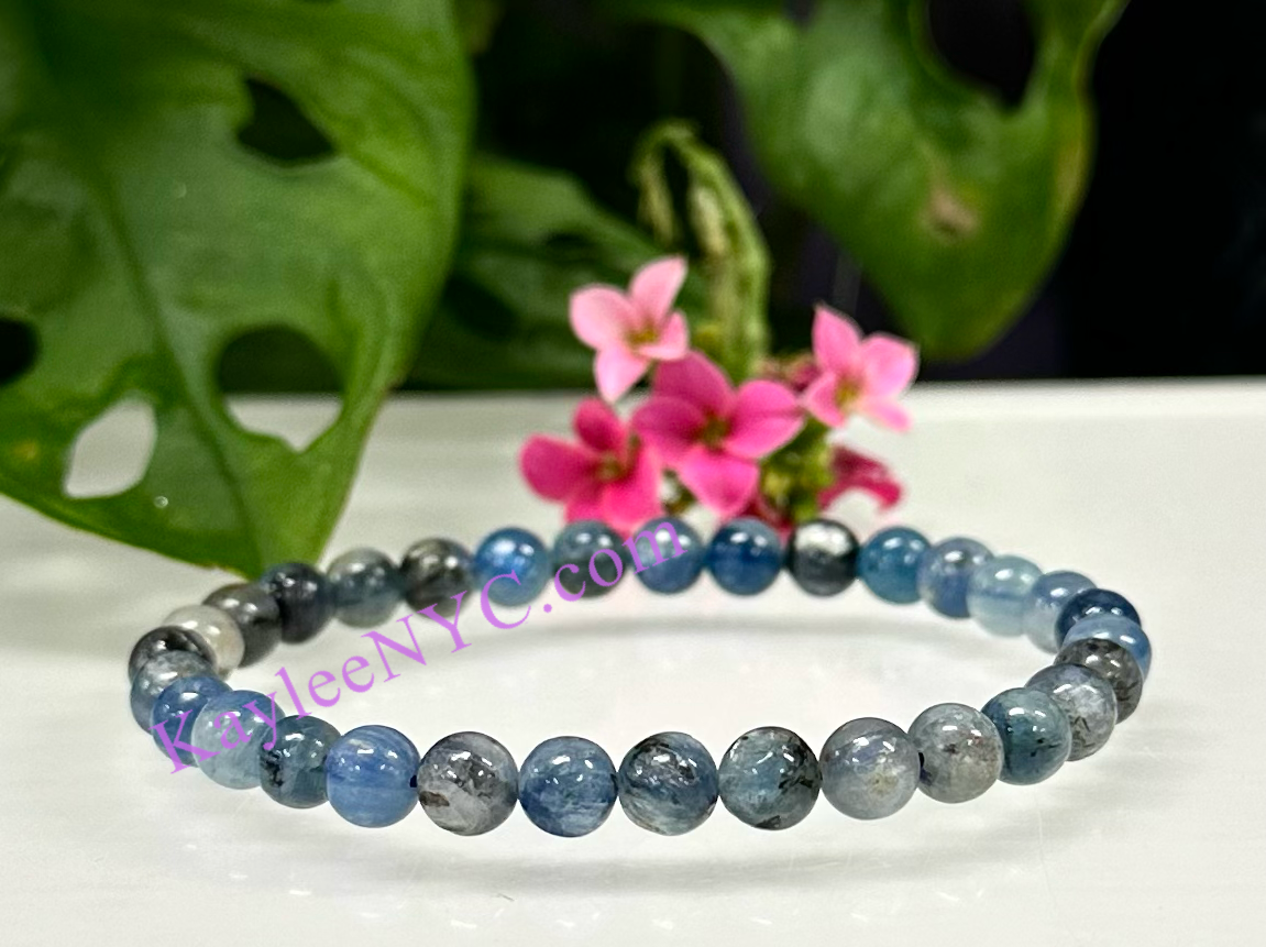 Wholesale 6 Pcs Natural Blue Kyanite 6mm 7.5” Crystal Healing Stretch Bracelet