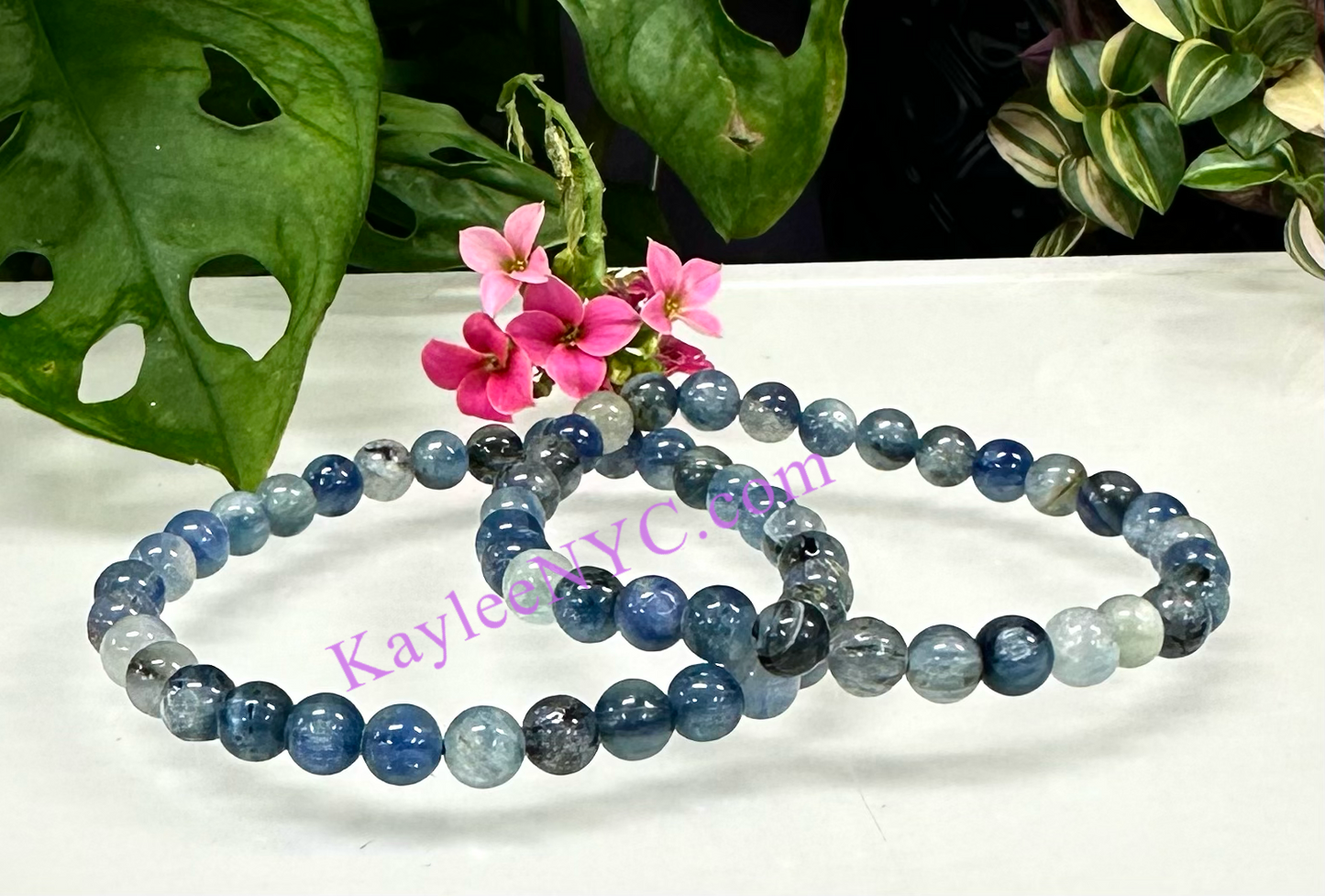 Wholesale 6 Pcs Natural Blue Kyanite 6mm 7.5” Crystal Healing Stretch Bracelet