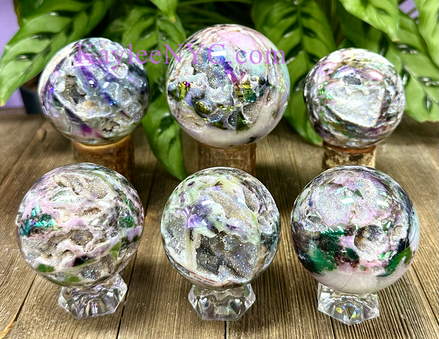 5-6 PCs Aura Sphalerite Sphere Crystal healing energy