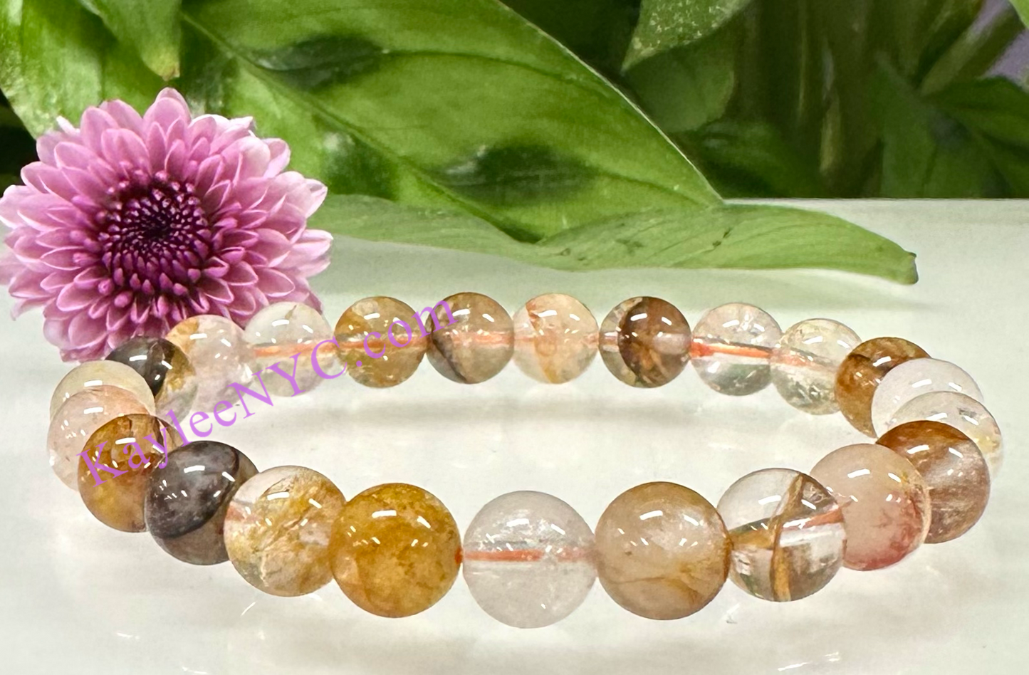 Wholesale Lot 6 Pcs Natural Golden Healer 8mm 7.5” Crystal Healing Stretch Bracelet