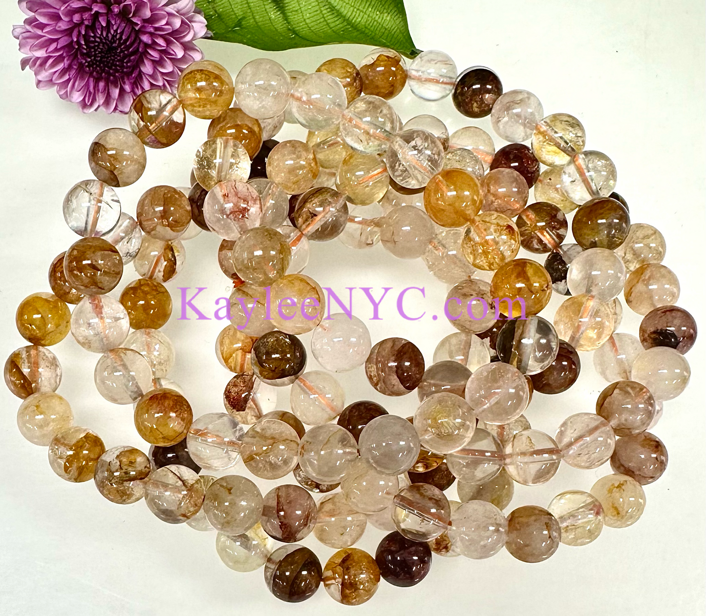 Wholesale Lot 6 Pcs Natural Golden Healer 8mm 7.5” Crystal Healing Stretch Bracelet