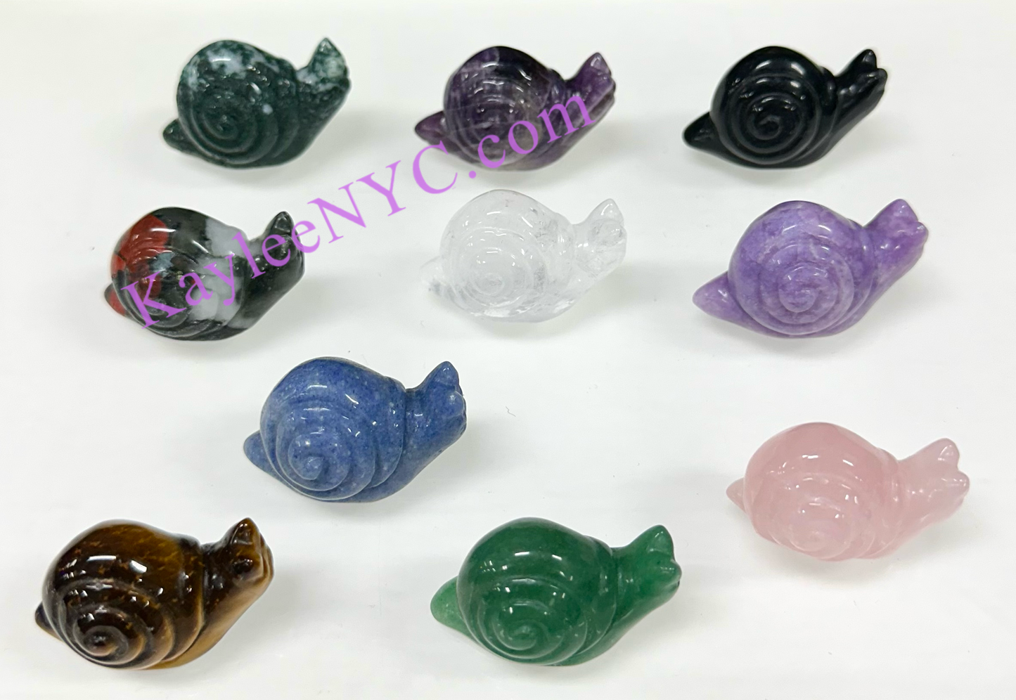 10 PCs 1.5” Natural Crystal Snail Carving