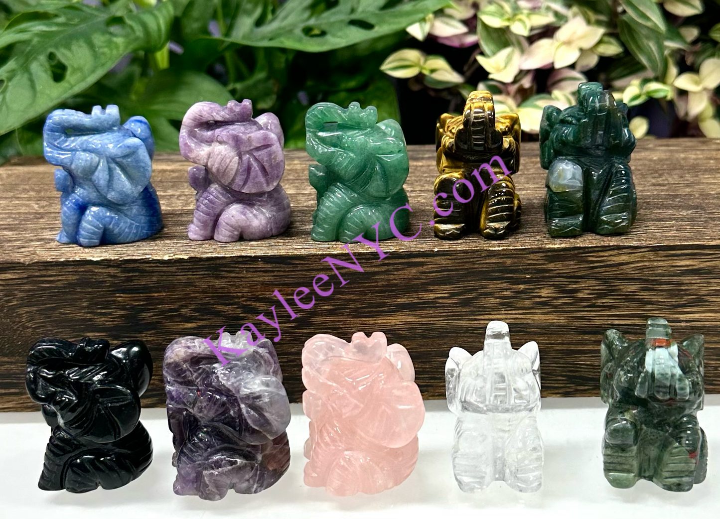 10 PCs 2” Natural Crystal Elephant Carving