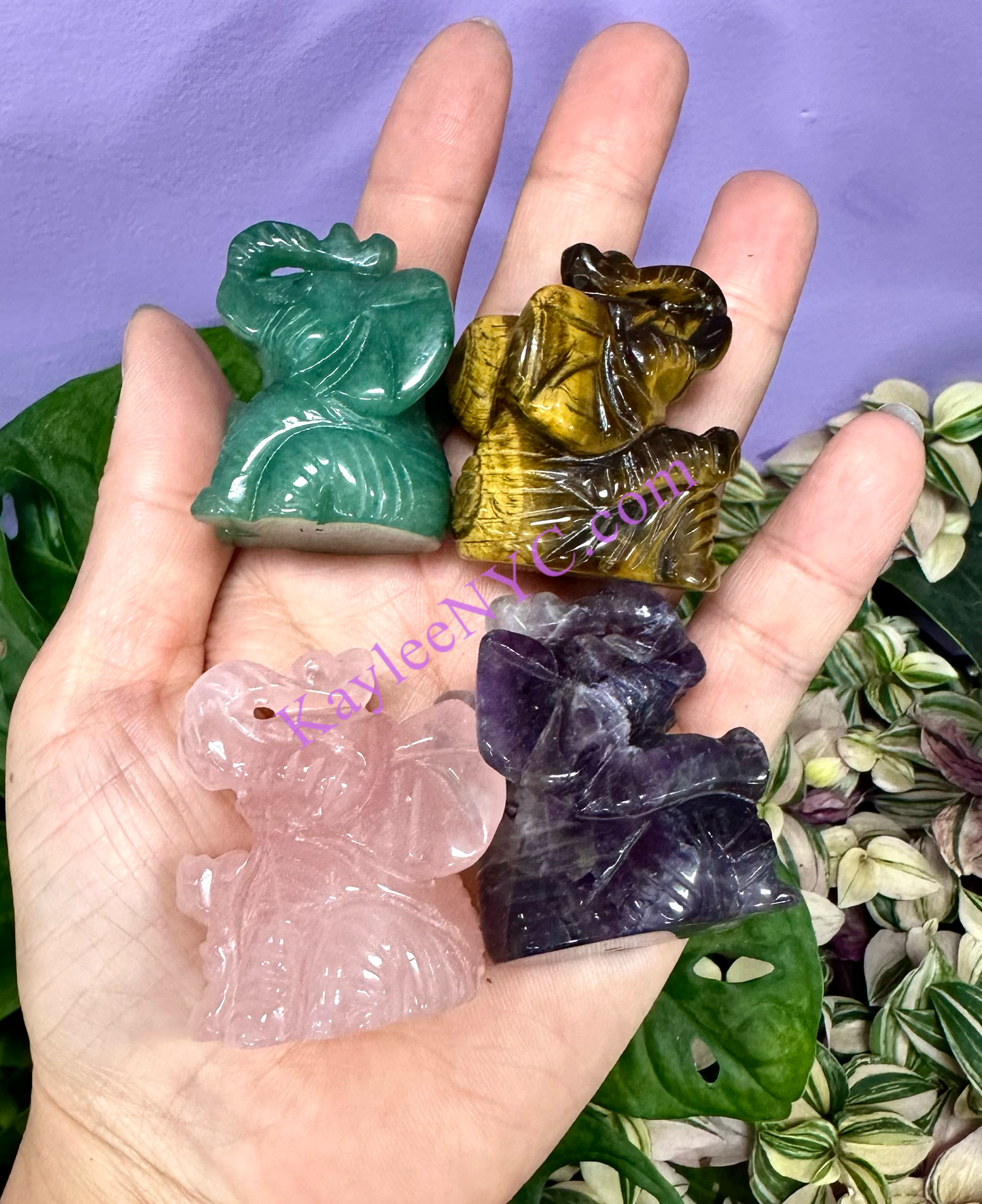 10 PCs 2” Natural Crystal Elephant Carving