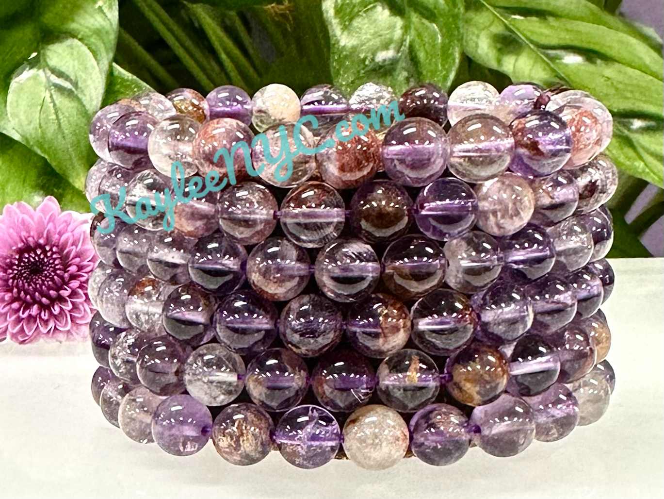 Wholesale 6 Pcs Natural Super Seven 8mm 7.5” Crystal Healing Stretch Bracelet