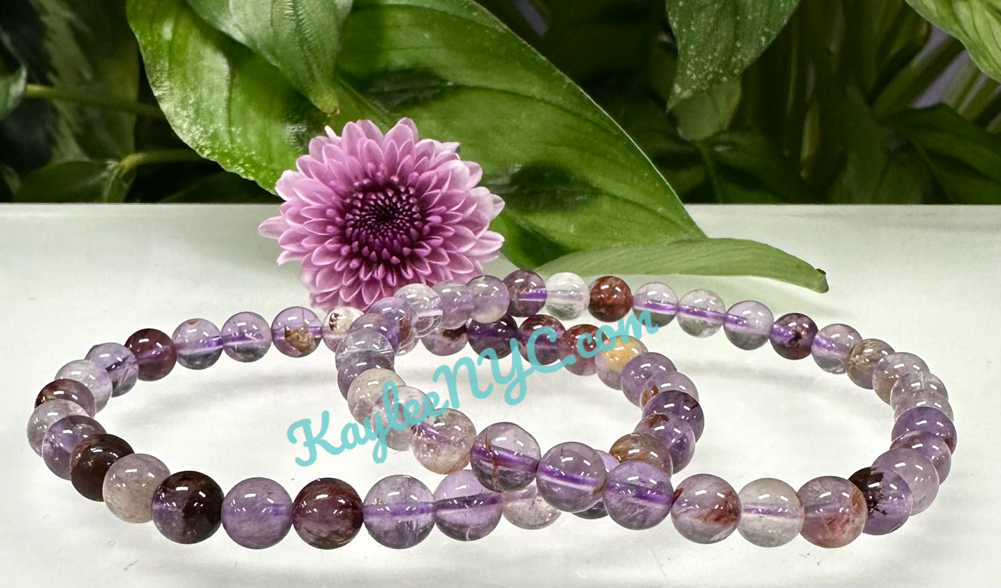 Wholesale 6 Pcs Natural Super Seven 8mm 7.5” Crystal Healing Stretch Bracelet