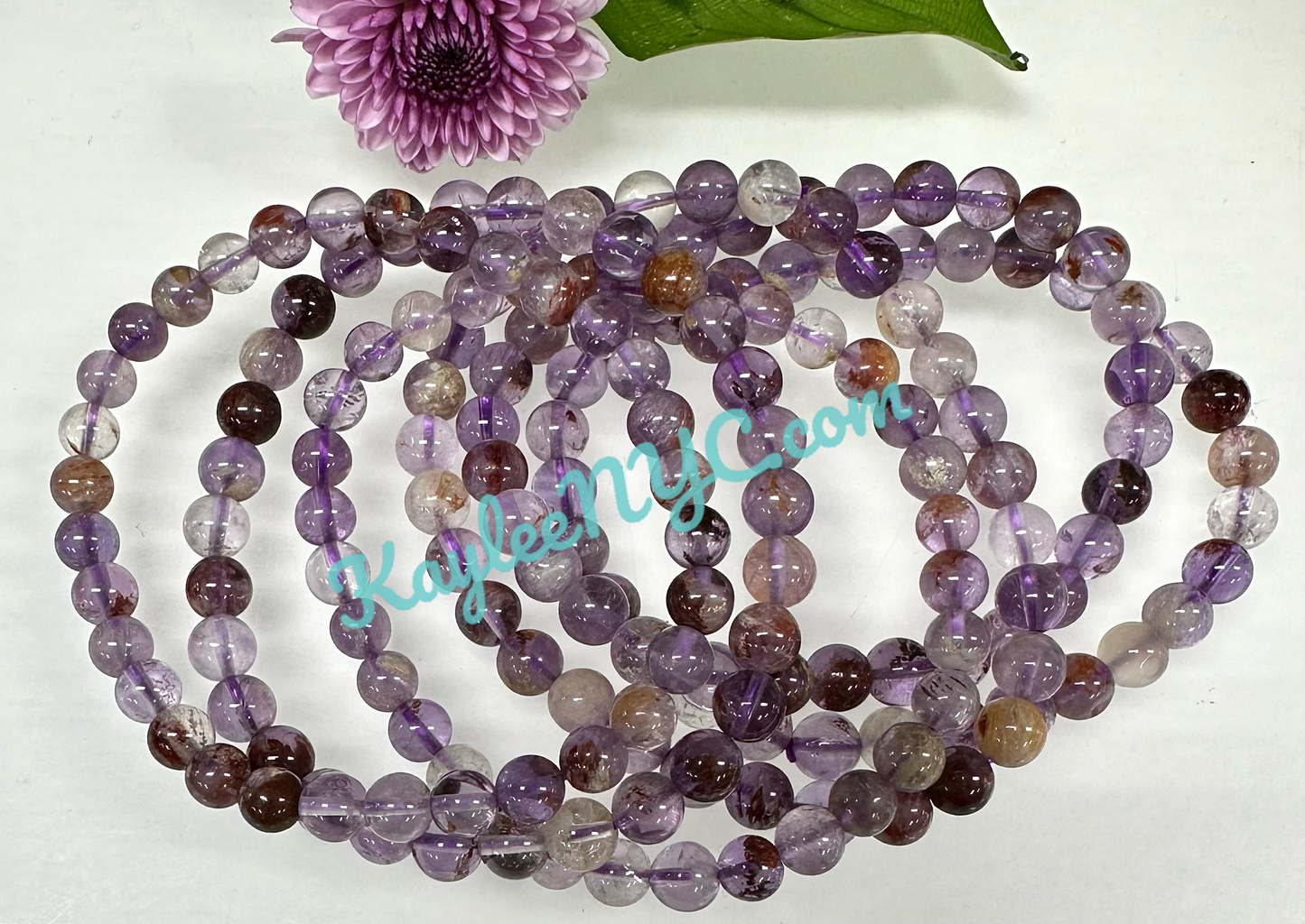 Wholesale 6 Pcs Natural Super Seven 8mm 7.5” Crystal Healing Stretch Bracelet