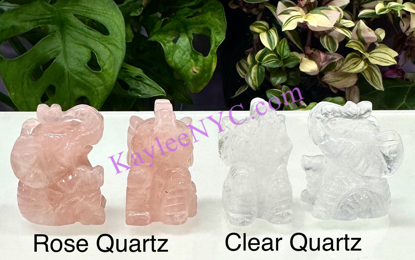 10 PCs 2” Natural Crystal Elephant Carving