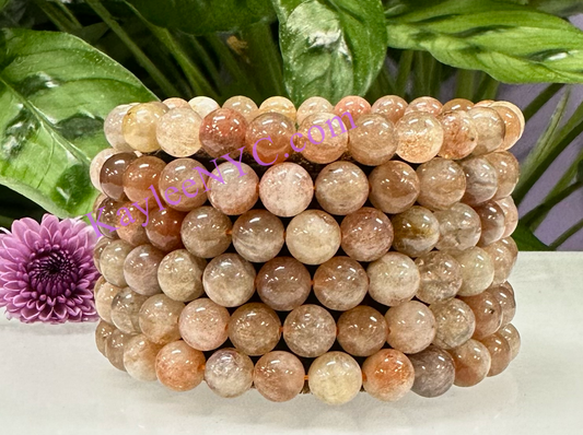 Wholesale lot 6 Pcs Natural Sunstone 8mm 7.5” Crystal Healing Stretch Bracelet