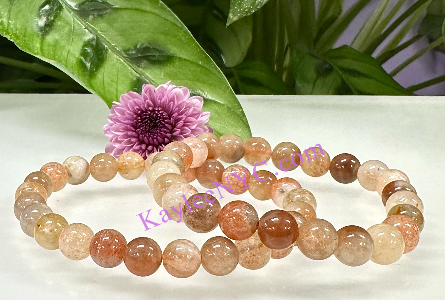 Wholesale lot 6 Pcs Natural Sunstone 8mm 7.5” Crystal Healing Stretch Bracelet