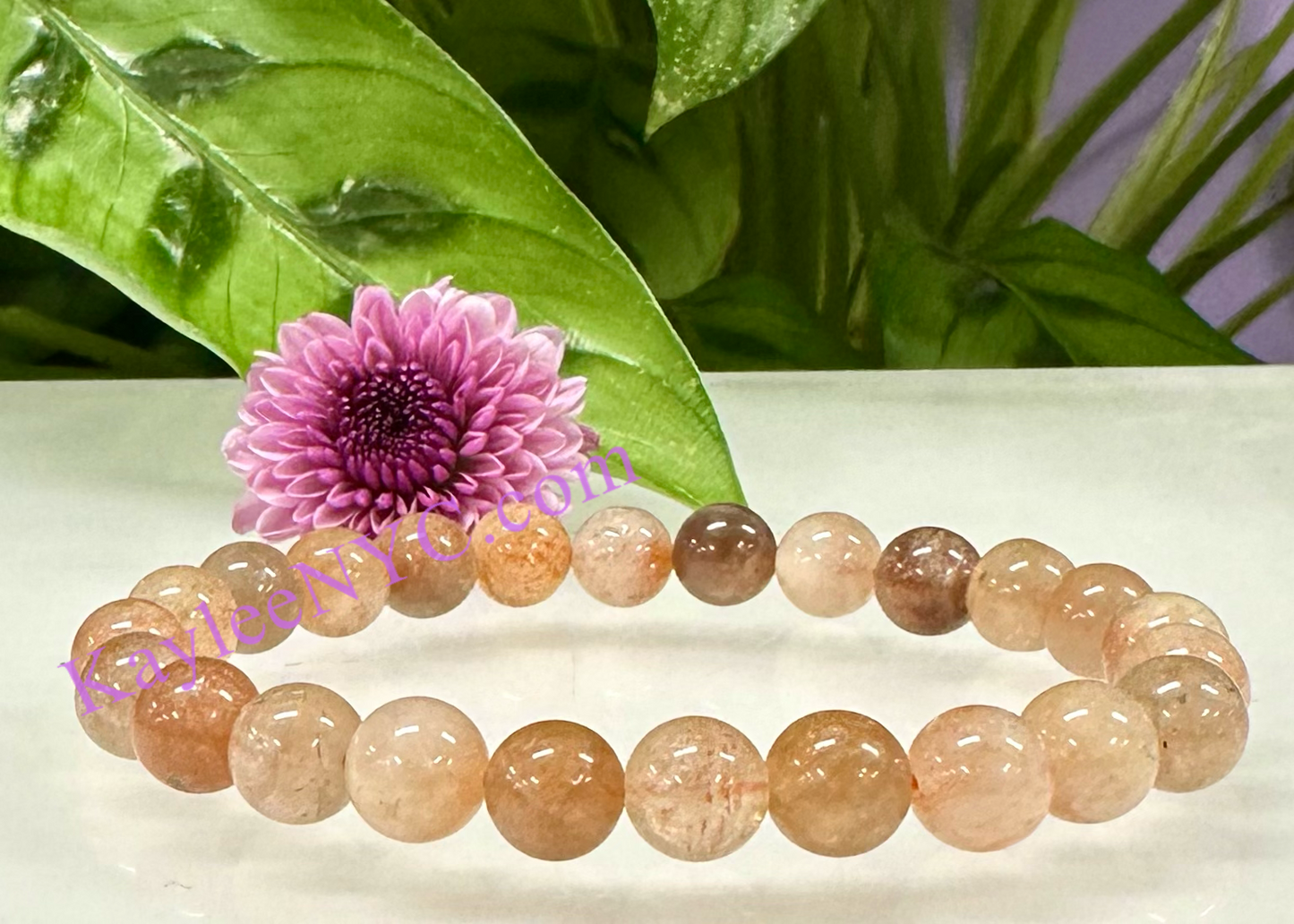 Wholesale lot 6 Pcs Natural Sunstone 8mm 7.5” Crystal Healing Stretch Bracelet