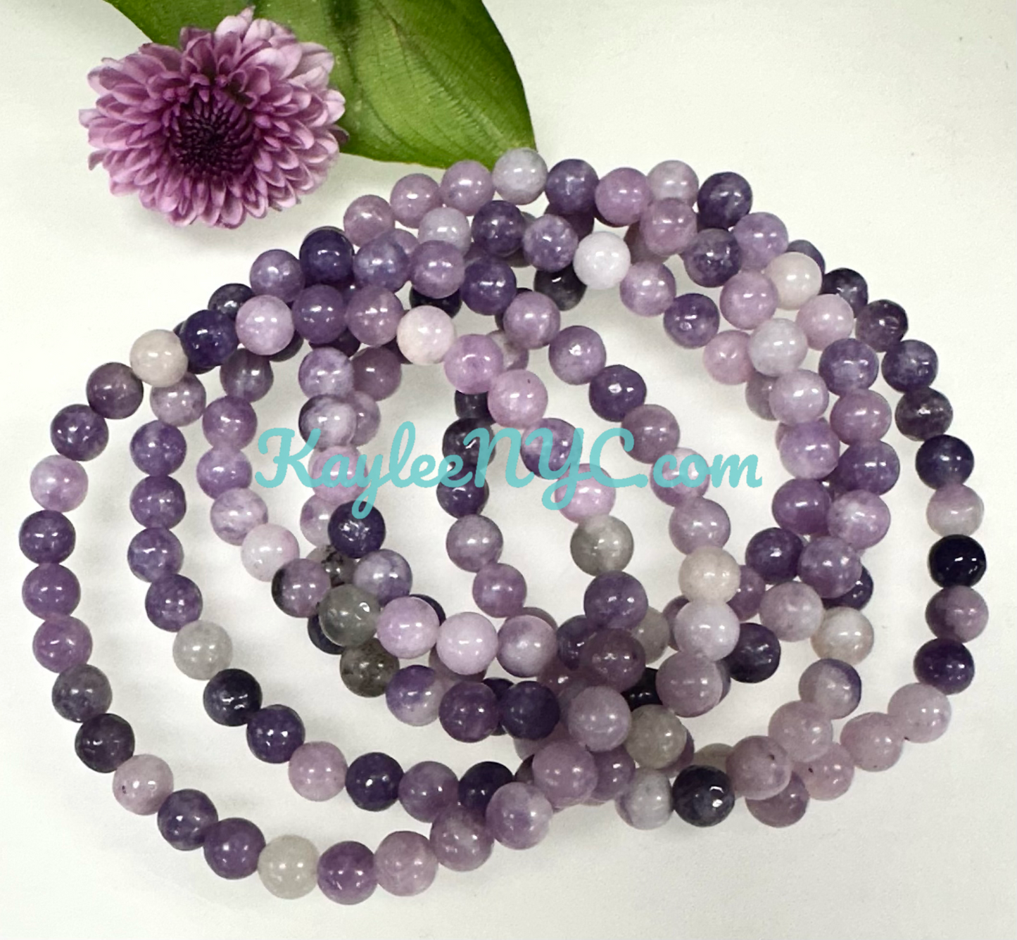 Wholesale 6 Pcs Natural Lepidolite 6mm 7.5” Crystal Healing Stretch Bracelet