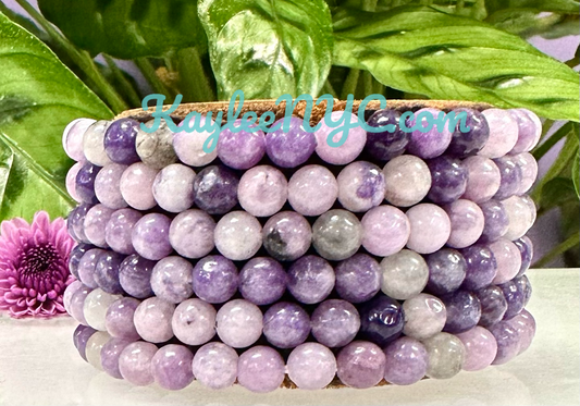 Wholesale 6 Pcs Natural Lepidolite 6mm 7.5” Crystal Healing Stretch Bracelet