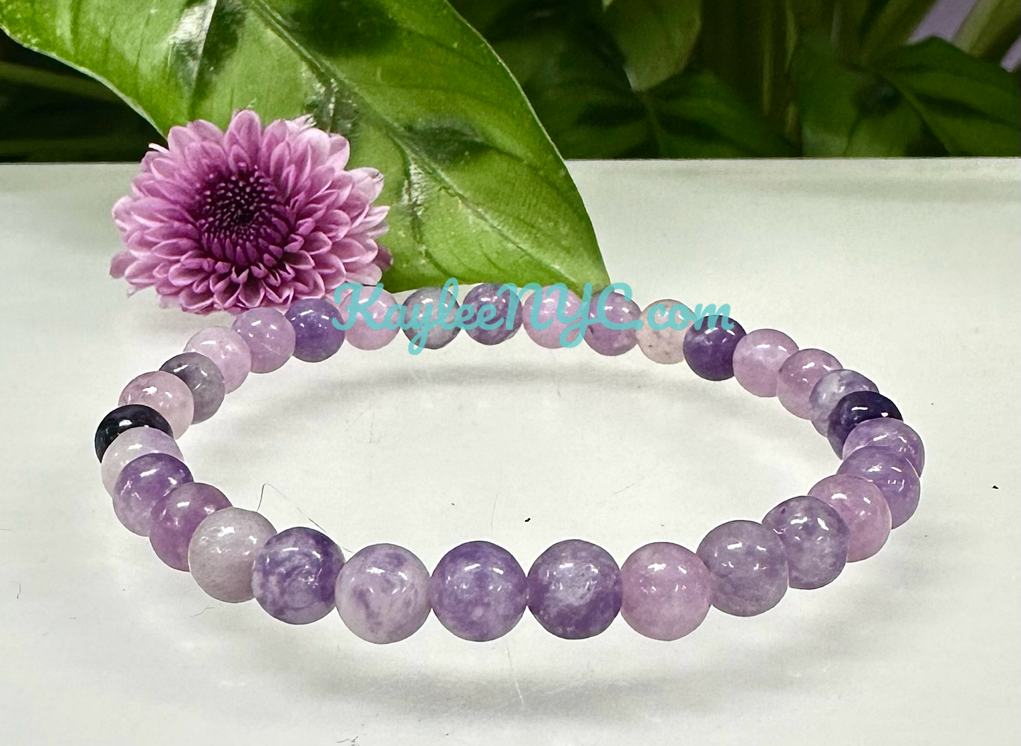 Wholesale 6 Pcs Natural Lepidolite 6mm 7.5” Crystal Healing Stretch Bracelet