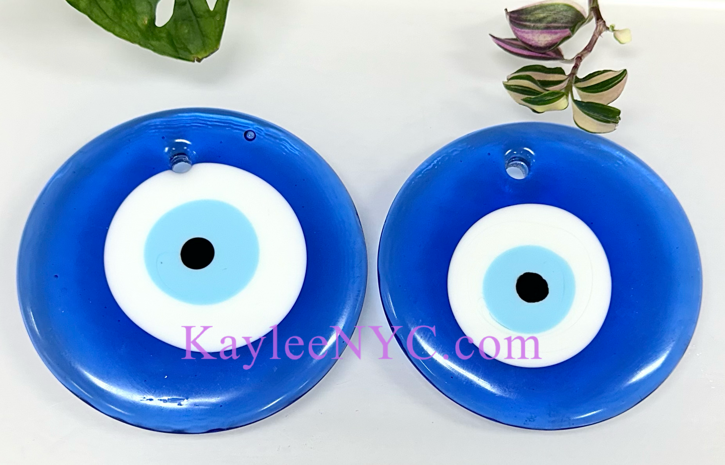 Wholesale Lot 6 Pcs 4” Evil Eye Glass Ornaments Hand Blown