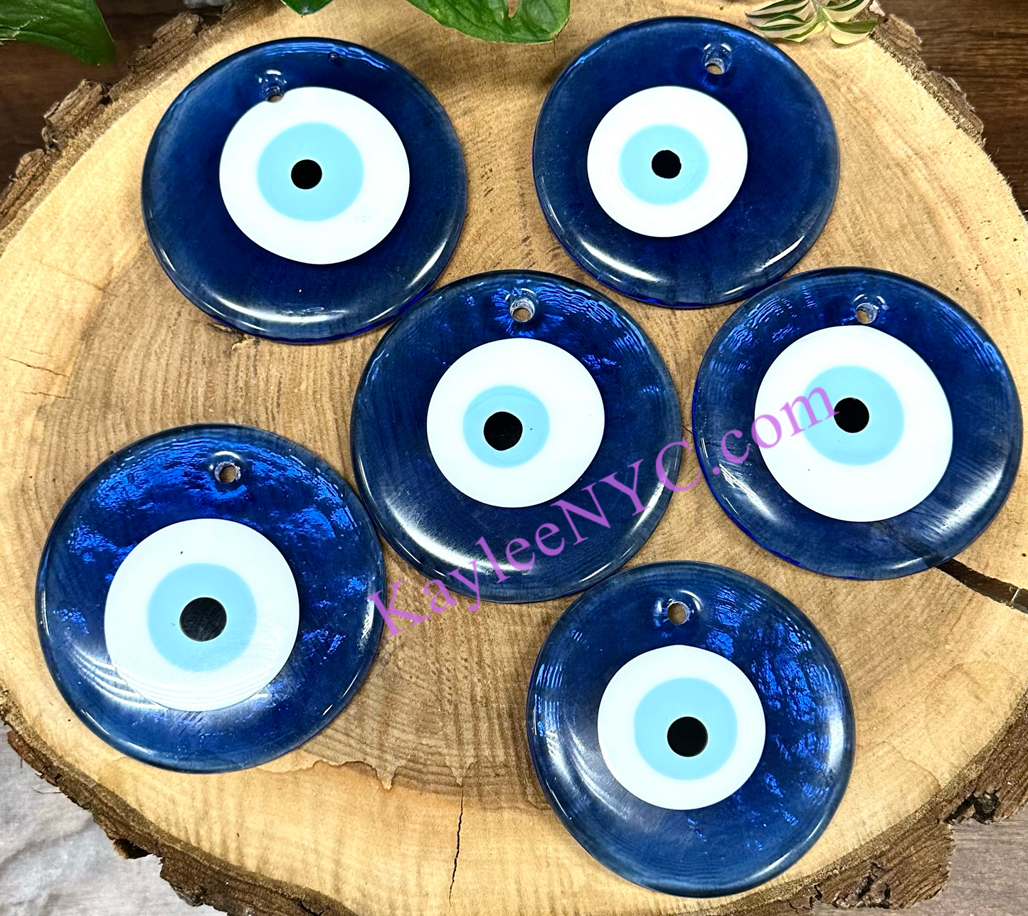 Wholesale Lot 6 Pcs 4” Evil Eye Glass Ornaments Hand Blown