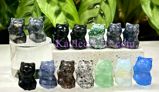 14 PCs 3cm Crystal Lucky Cats