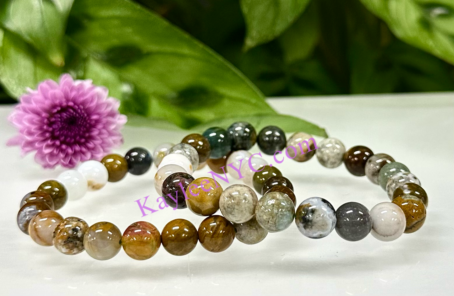 Wholesale 6 Pcs Natural Ocean Jasper 8mm 7.5” Stretch Bracelet Crystal Healing Energy