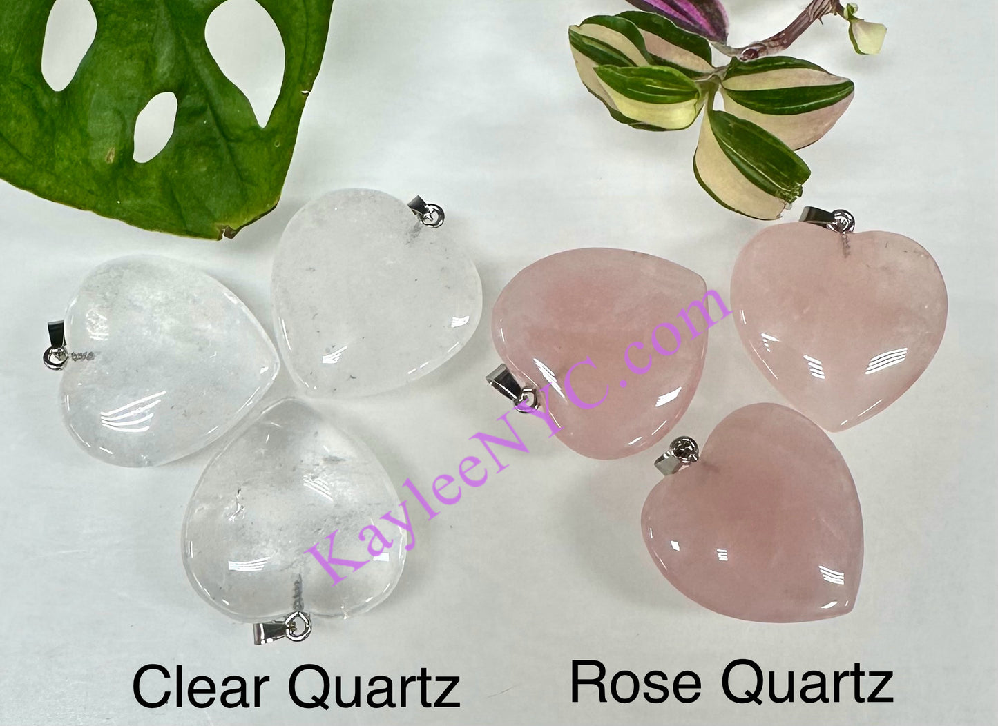 Wholesale Lot 8 Pcs Natural Crystal Heart Pendant Healing Energy