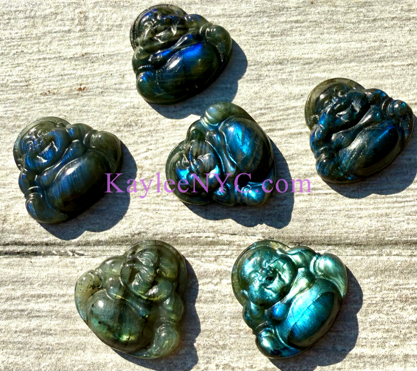 6 PCs Natural Labradorite Buddha Crystals Healing Energy