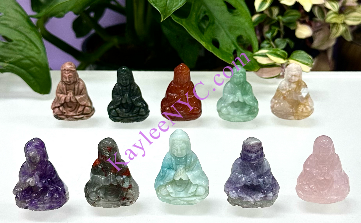 10 Pcs 1.5” Natural Crystal Guanyin Female Buddha