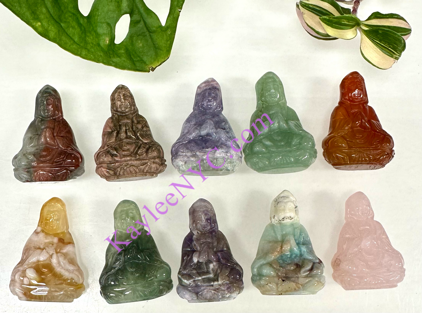 10 Pcs 1.5” Natural Crystal Guanyin Female Buddha