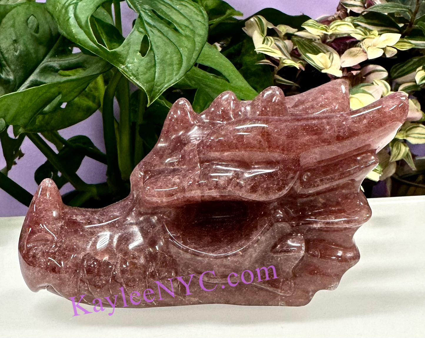 2 PCs Natural Strawberry Quartz Dragon Head