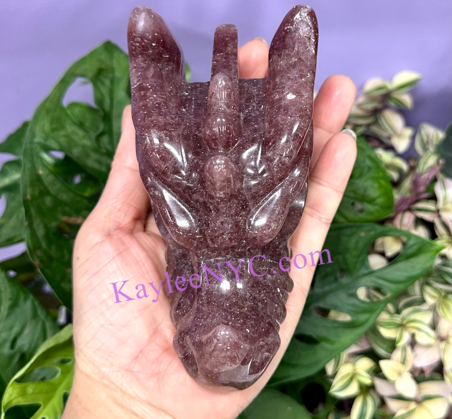 2 PCs Natural Strawberry Quartz Dragon Head